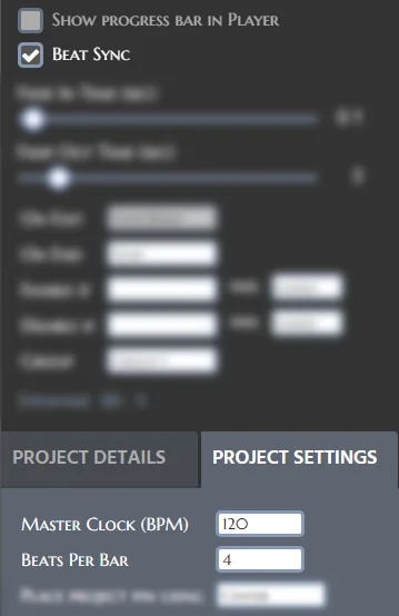 Beat Sync Settings in Editor